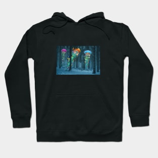 Winter forest of Electric Jellyfish Hoodie
